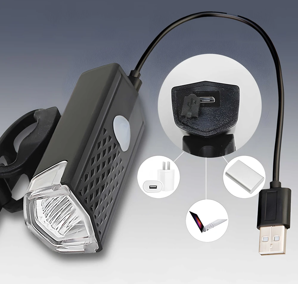 RTO Rinkinys lampek rowerowych led przód i tył do roweru + usb lampki rowerowe