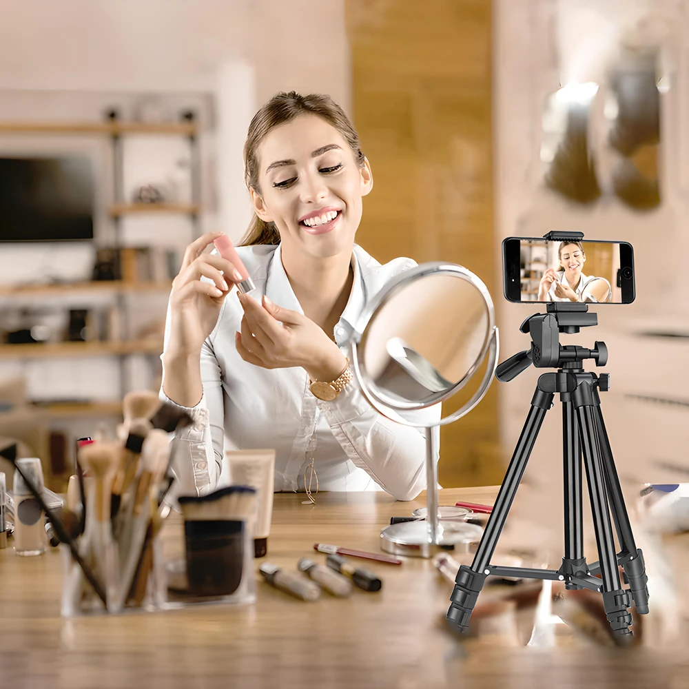 RTO Statyw 4w1 tripod 103cm uchwyt na aparat telefon + pilot do zdjęć selfie