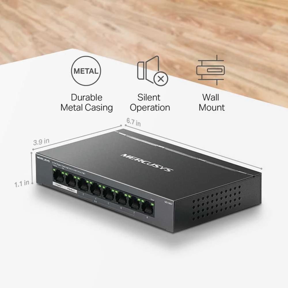 Šakotuvas Mercusys 8-port Gigabit Desktop Switch su 7-Port PoE+ | Mercusys