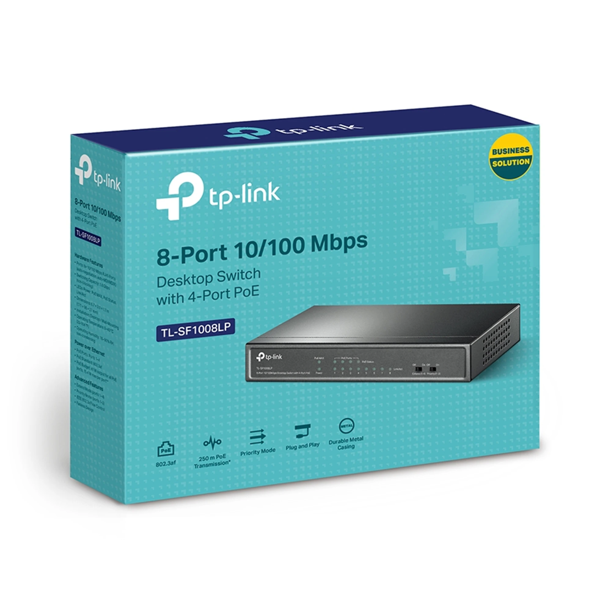 Šakotuvas TP-LINK | Jungiklis | TL-SF1008LP | Nevaldomas | Darbalaukis | 10/100 Mbps (RJ-45) jungtys kiekis 8 | Maitinimas per Ethernet (PoE) jungtys kiekis 4 | Maitinimo tipas Išorinis