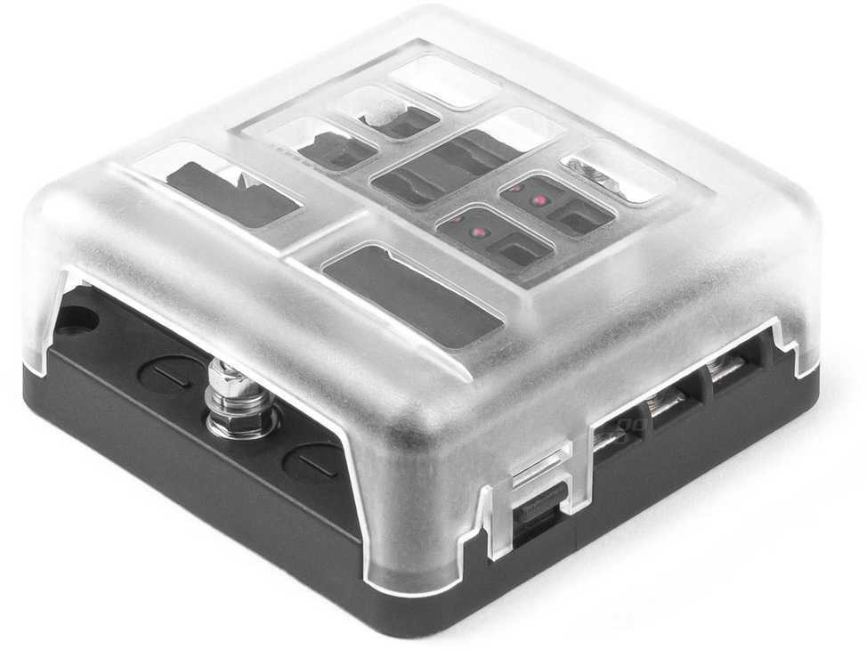 Saugiklių dėžutė su LED neigiamu bėgeliu 6 lizdai amio-03038