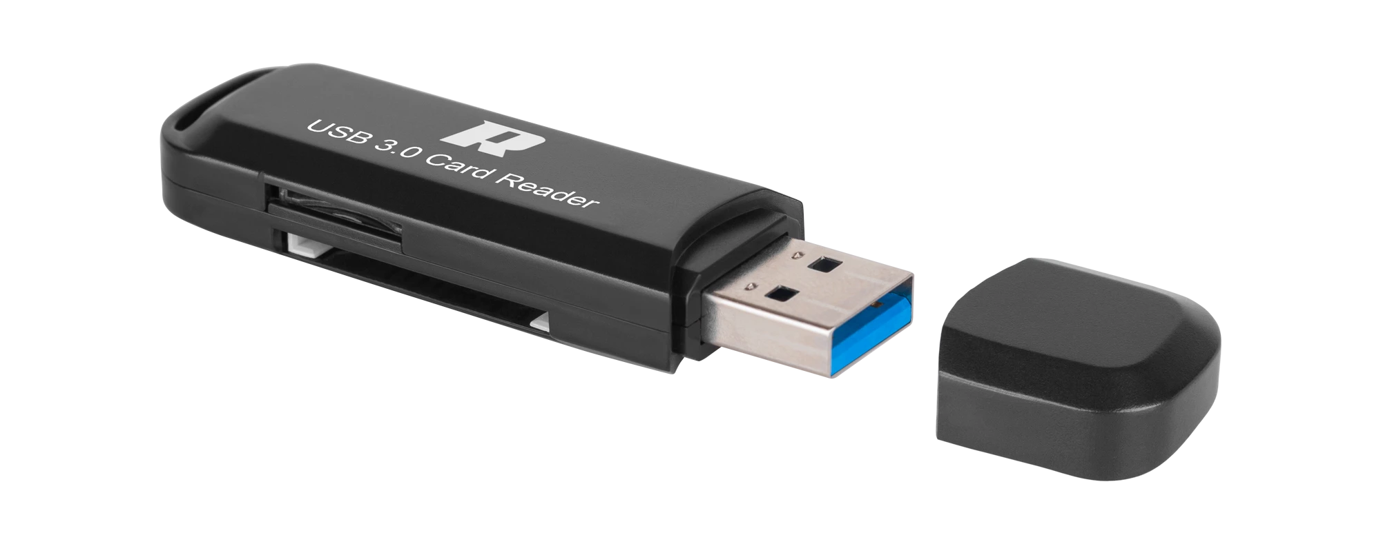 Rebel R61 kortelių skaitytuvas su atidengta USB jungtimi