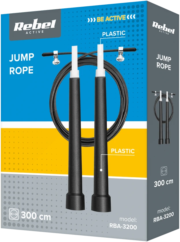 Plastikinė bokso šokdynė su plastikiniu guoliu, 3m, reguliuojama, REBEL ACTIVE