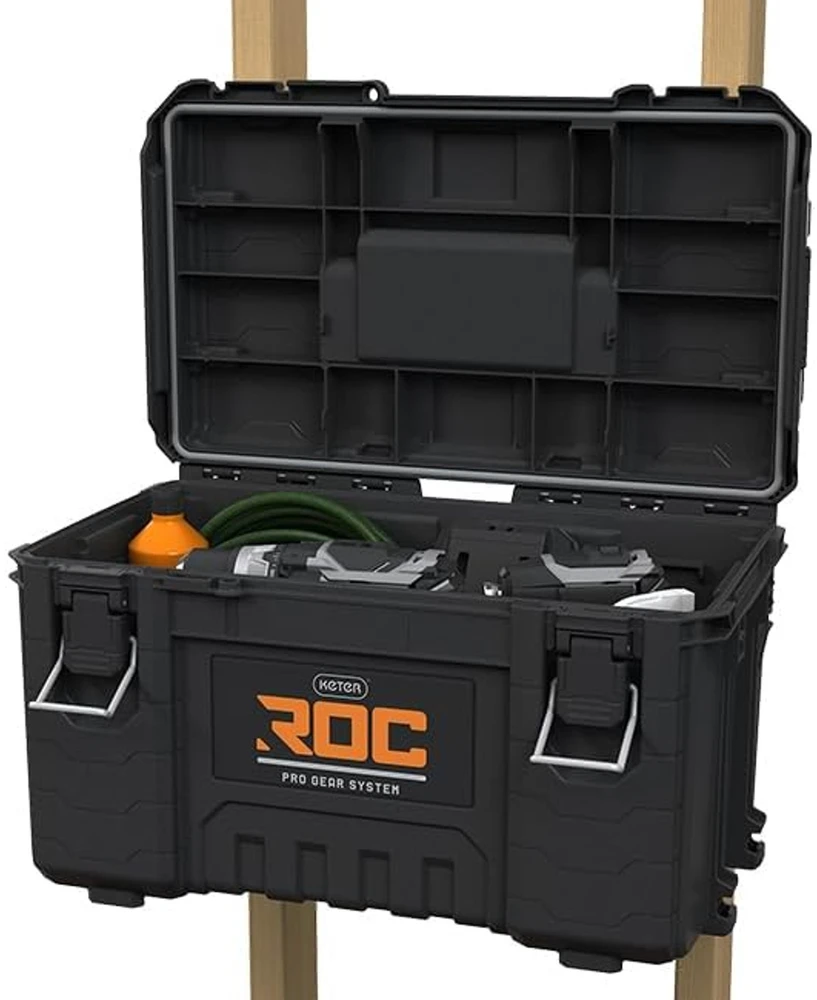 Įrankių dėžė Keter ROC Pro Gear 2.0, keliamoji galia 54 kg, su Pro Mount laikikliais, su organizatoriumi, galima pakabinti