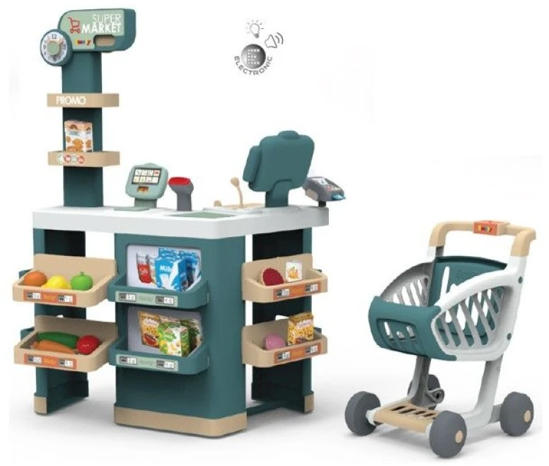 SMOBY Supermarketas su Elektronine Kasa ir Skaneriu