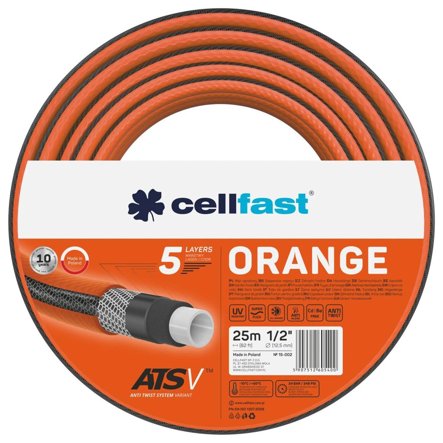 Cellfast Oranžinis C.WĄŻ OGR. Oranžinis 1/2" 25m