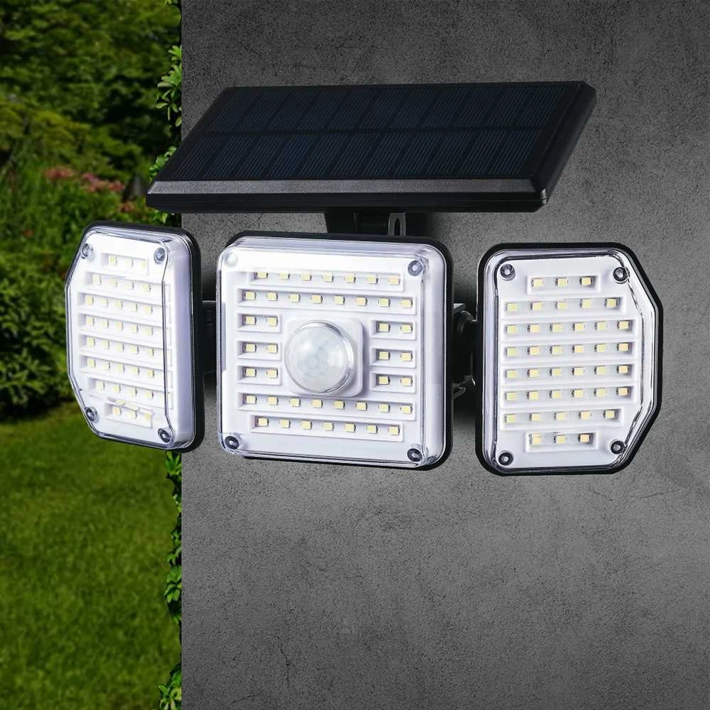 Maclean IP65 saulės šviesos diodų lempa su judesio ir prieblandos iki aušros jutikliu IP65 4W 320lm 4000K ličio jonų 1200 mAh 3 veikimo režimai Prožektorių apsauga Sodo įėjimo HQ