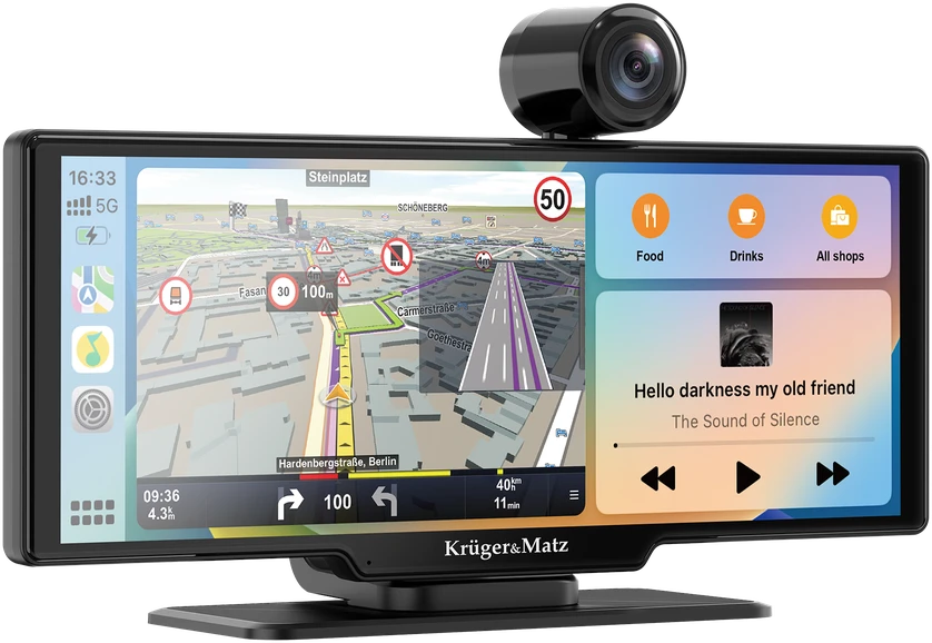 Automobilio multimedijos sistema Kruger & Matz KM2021 | Android Auto ir Apple CarPlay | 9" ekranas | Vaizdo registratorius