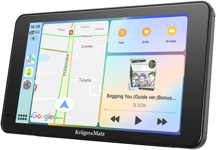 Automagnetola Multimedijos stotis 7" Android Auto Apple Carplay su atbulinės eigos kamera Kruger & Matz