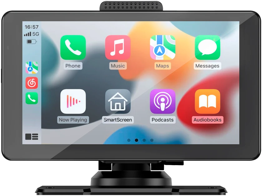 Automobilio multimedijos ekranas su Apple CarPlay meniu