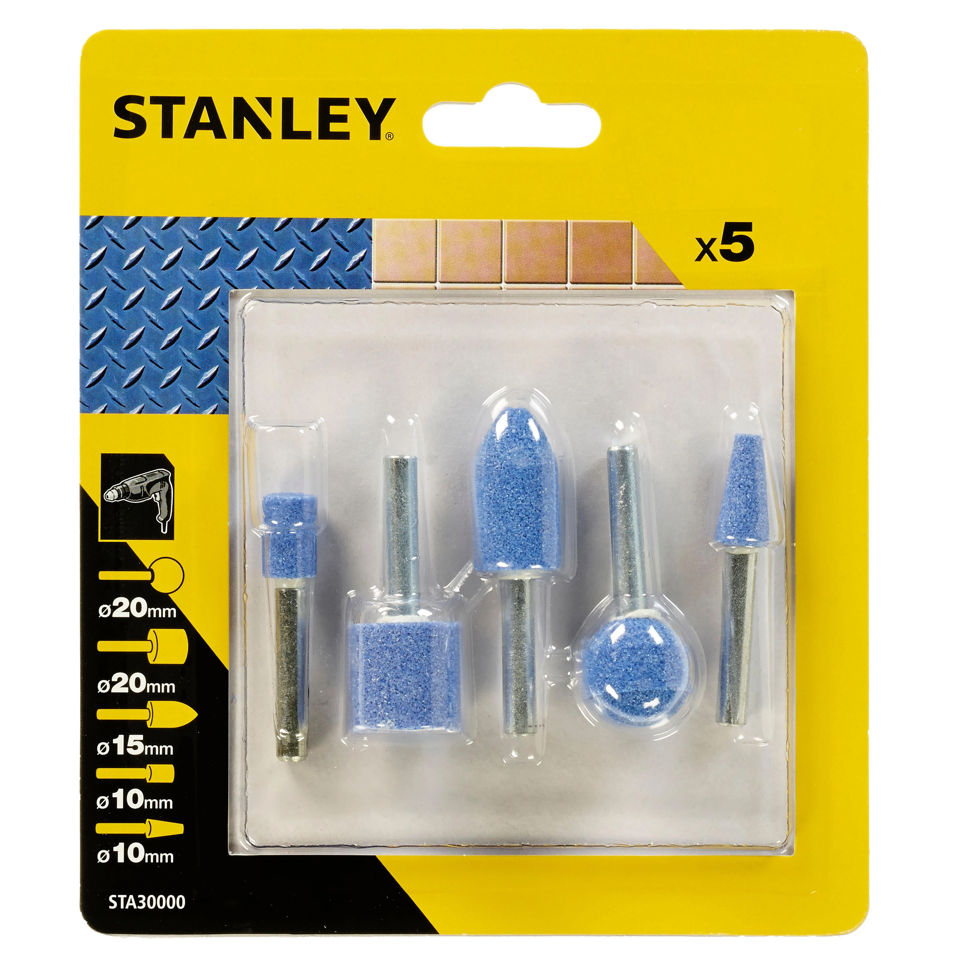 Stanley Šlifavimo akmenukų rinkinys 6 mm, 5 vnt.