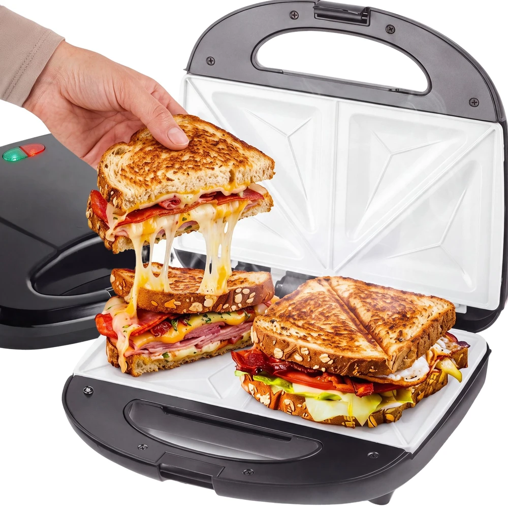 Sumuštinių keptuvas RTO Keptuvas sumuštinių skrudintuvas keraminis traškiems sumuštiniams sandwich 750 W er1223