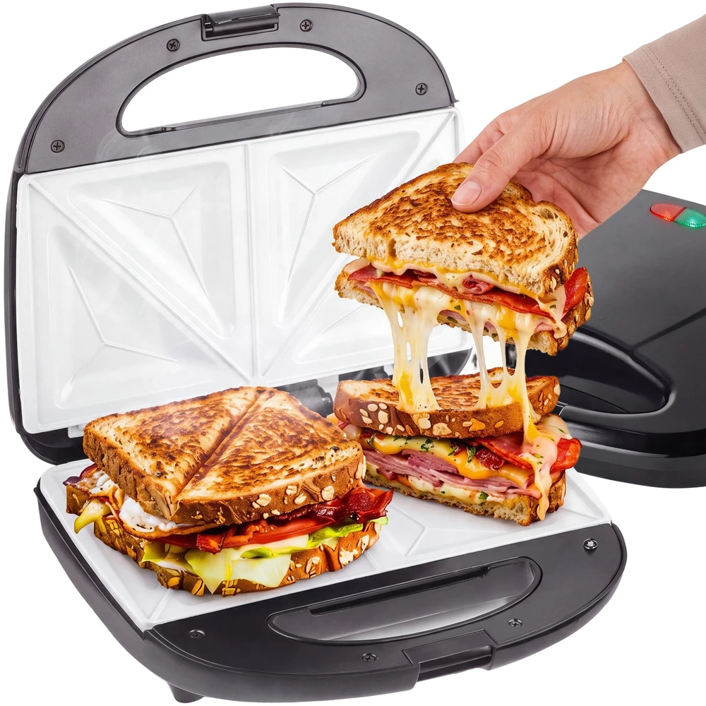 Sumuštinių keptuvas RTO Keptuvas sumuštinių skrudintuvas keraminis traškiems sumuštiniams sandwich 750 W er1223