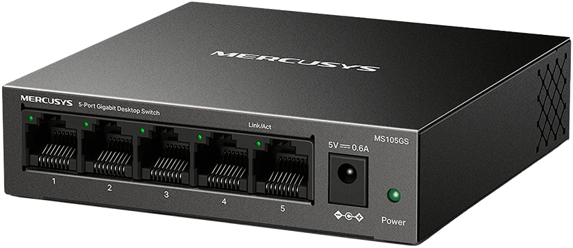 Šakotuvas „Mercusys“ | 5 prievadų gigabito stalinis komutatorius | MS105GS | Nevaldomas | Stalinis | Gigabito eternetas (varinis) jungtys kiekis: 5