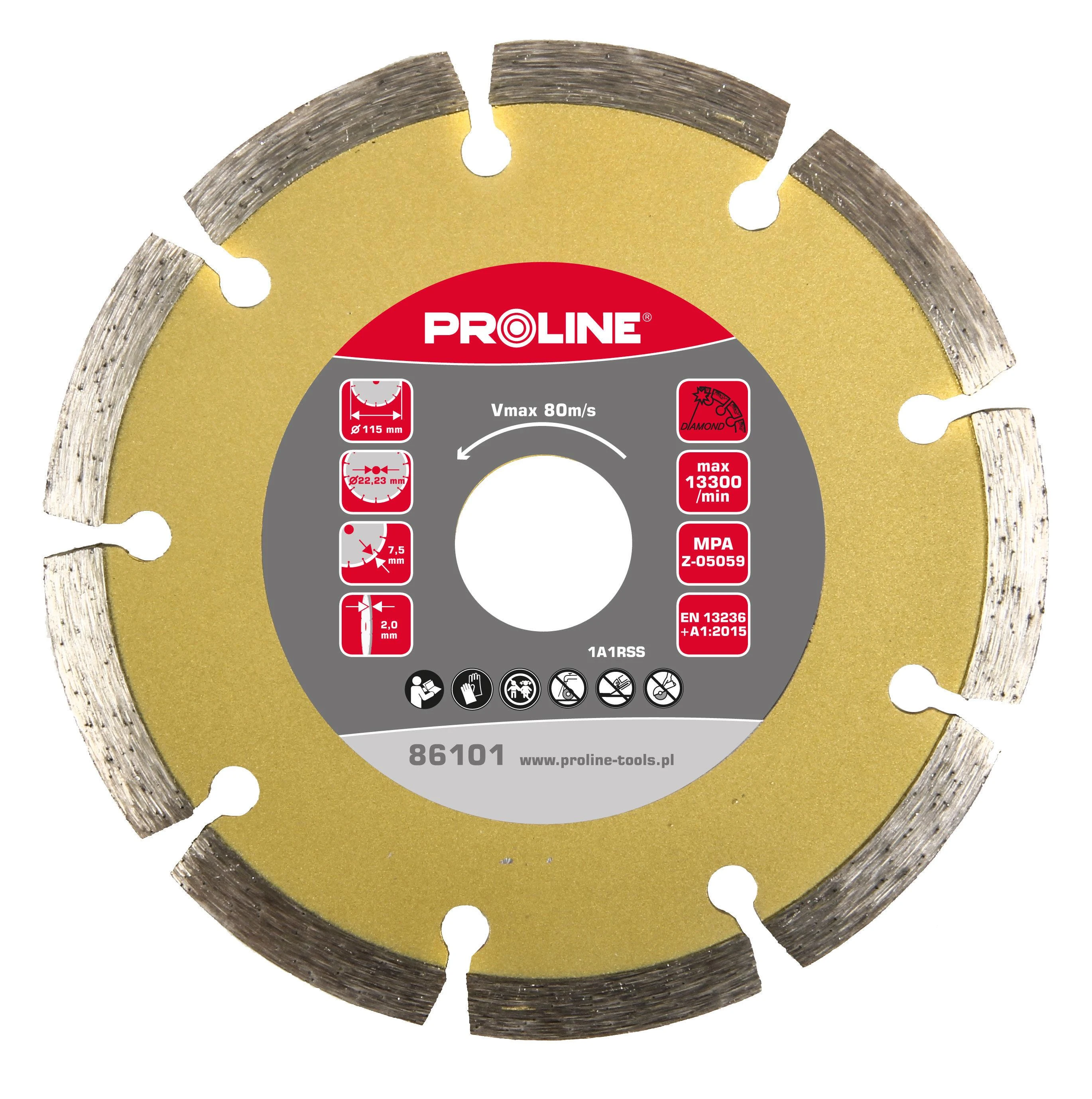 Proline Tarcza Segmentuotas deimantinis diskas (kiet. pumpuras) 115 * 2,0 * 7,5 * 22,23 prolino