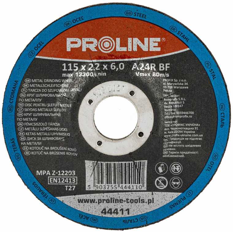 Tarcza Metalinis šlifavimo diskas, t27, 115x6.0x22a24r proline