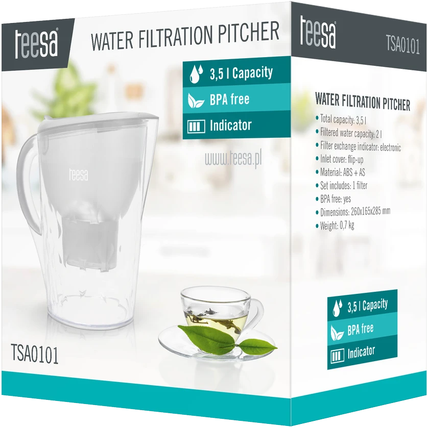 Teesa Filtro ąsotis 3.5 l baltas