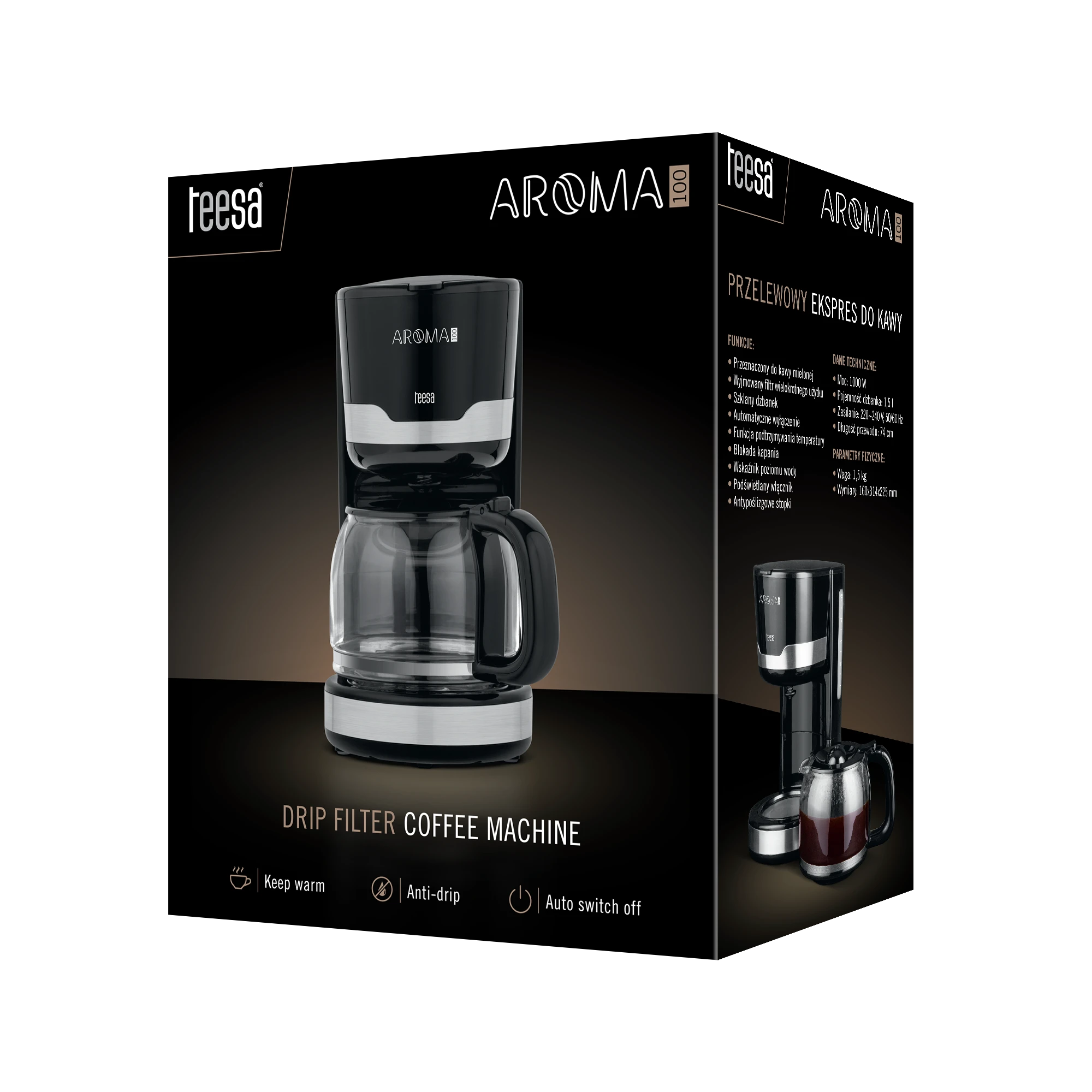Teesa Filtruotas kavos aparatas 1.5L AROMA 100