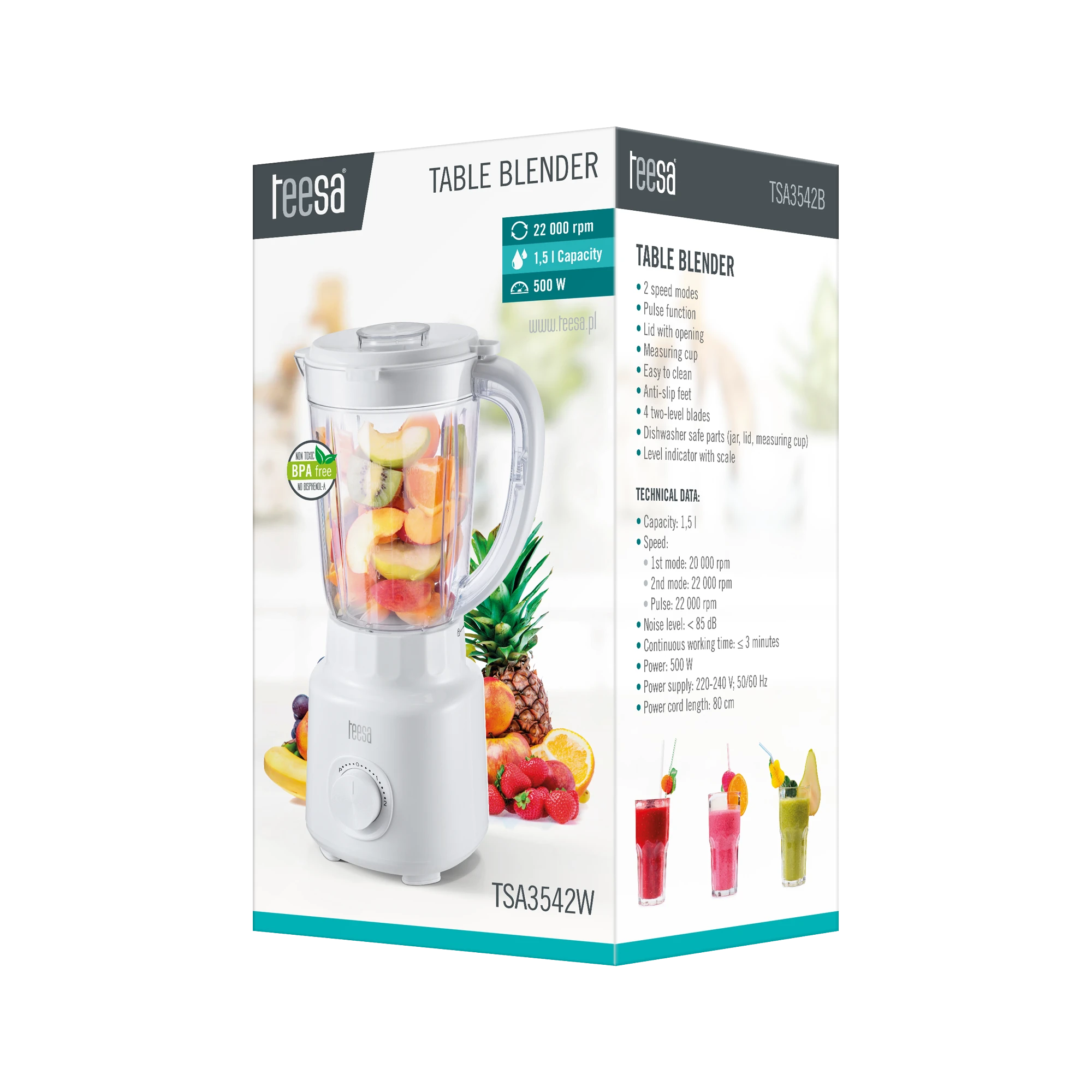 Teesa 500 W puodinis trintuvas baltas