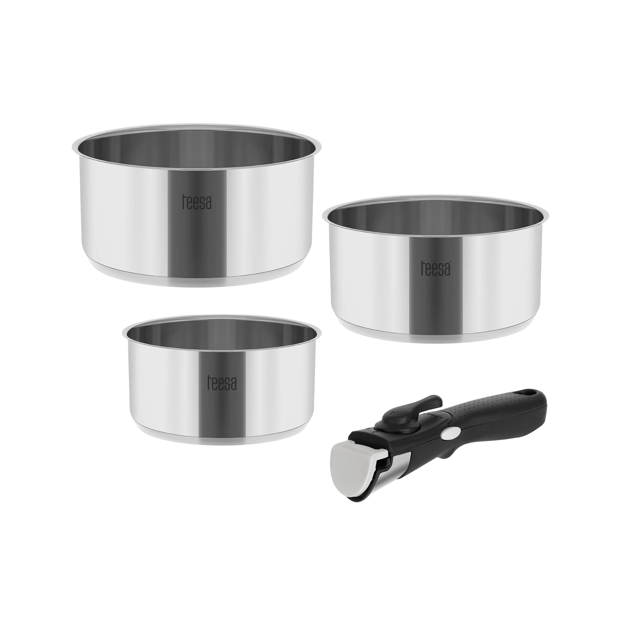 Puodų rinkinys su nuimama rankena TEESA COOK EXPERT SINGLE HAND