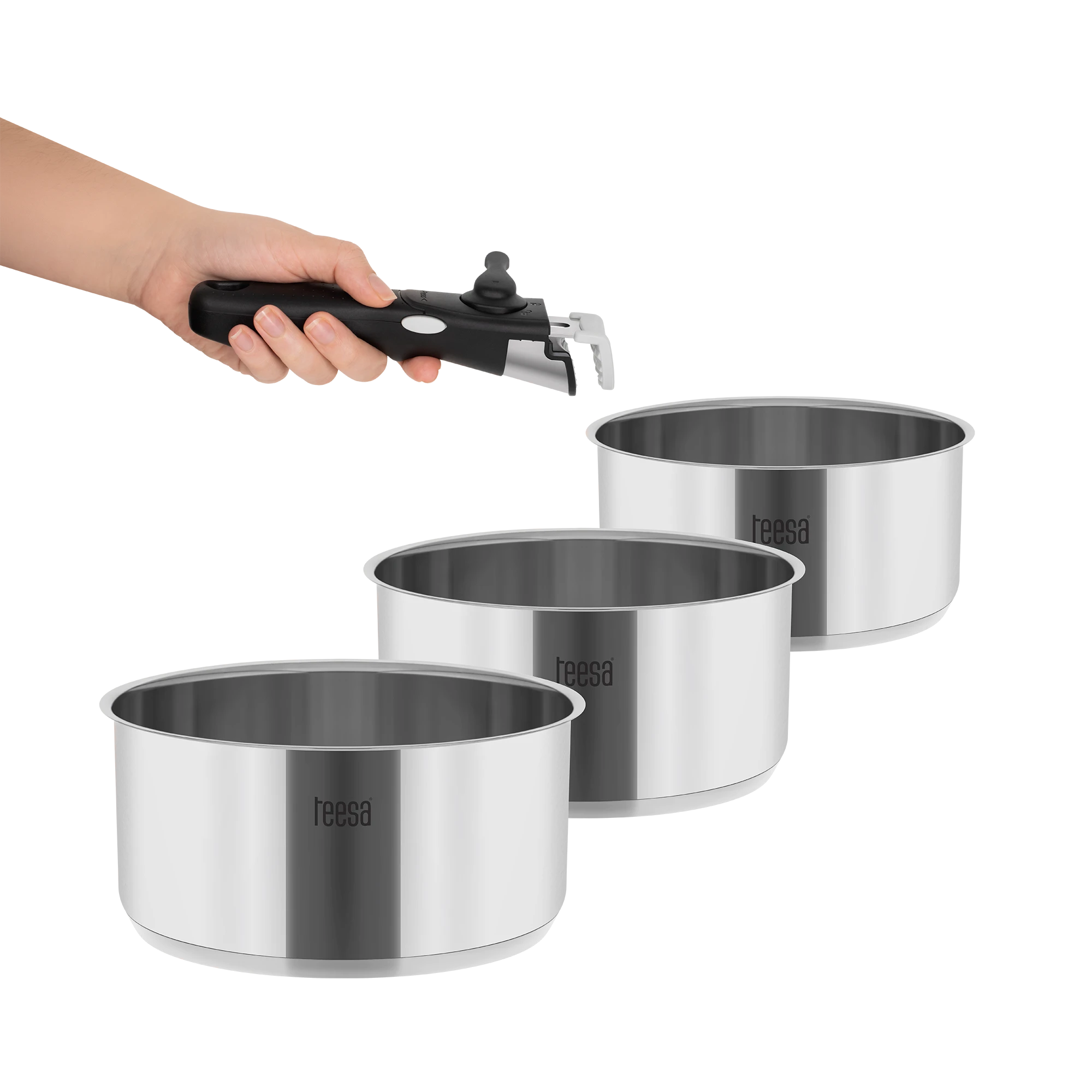 Puodų rinkinys su nuimama rankena TEESA COOK EXPERT SINGLE HAND