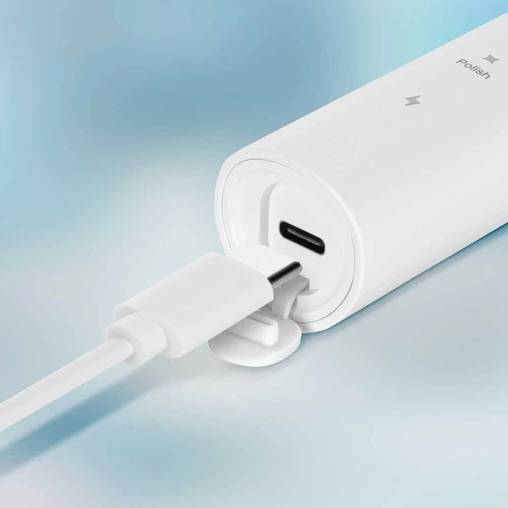Sonic dantų šepetėlis TEESA SONIC 2 baltas, 5 veikimo režimai, kelioninis dėklas, USB C tipo jungtis