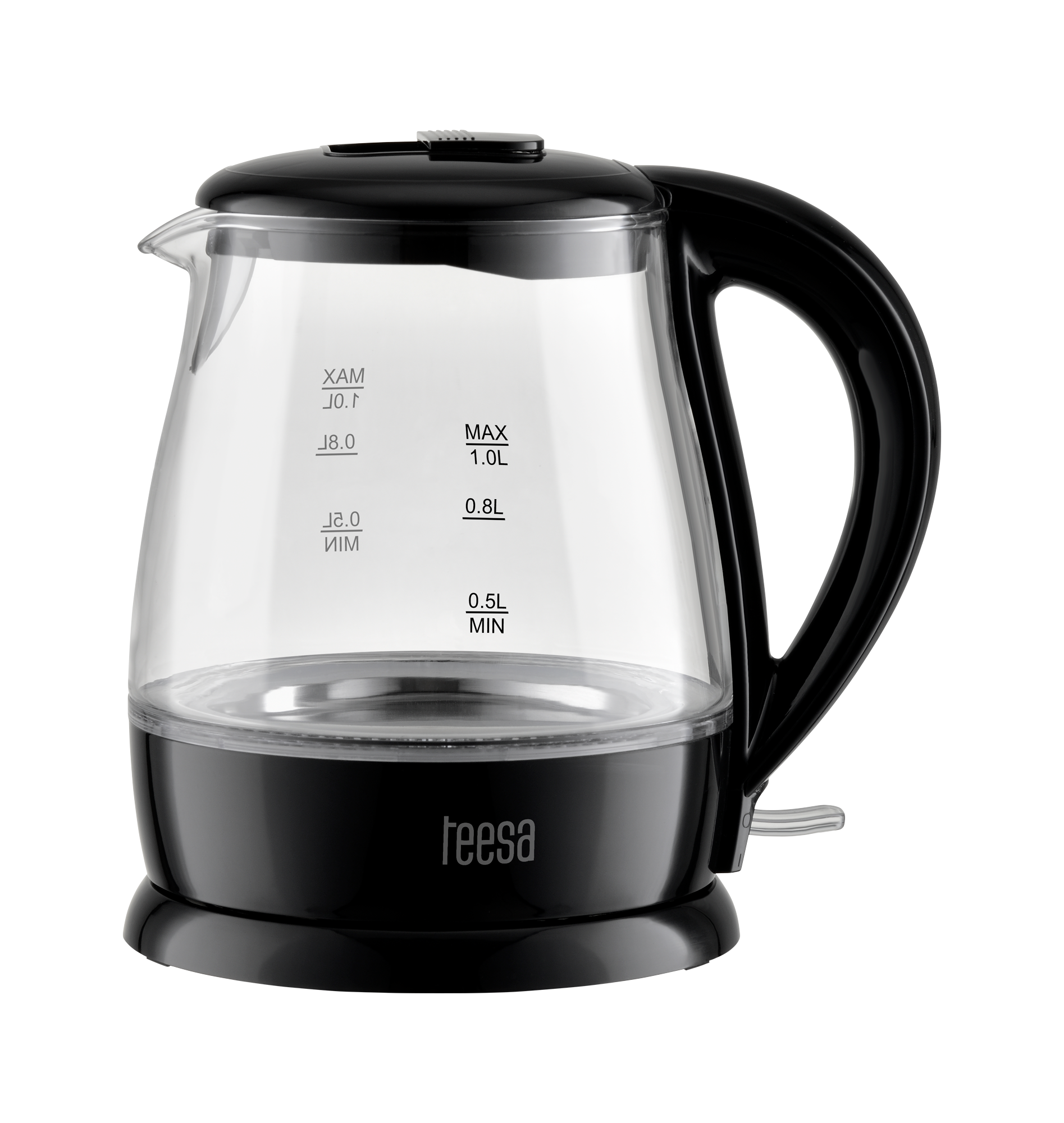 TEESA elektrinis virdulys, stiklas, 1650 W, juodas, 1 L