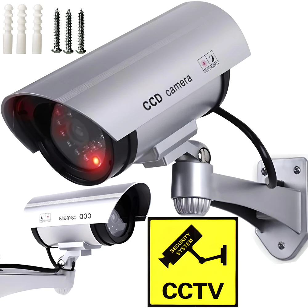 Televizorius Kamera Vaizdo stebėjimo kameros muliažas RETOO E057 su LED indikatoriumi, sidabrinė, AA baterijos
