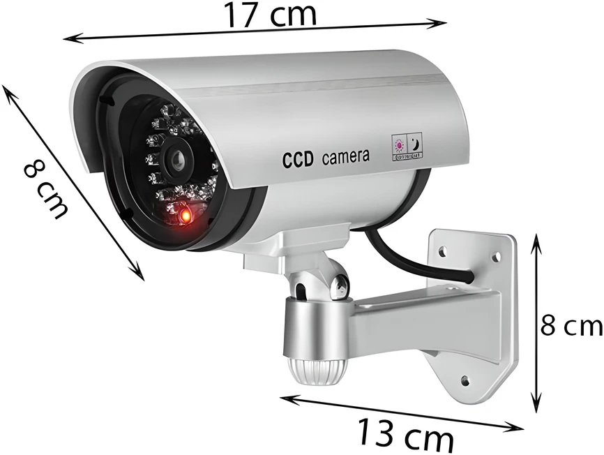 Televizorius Kamera Vaizdo stebėjimo kameros muliažas RETOO E057 su LED indikatoriumi, sidabrinė, AA baterijos