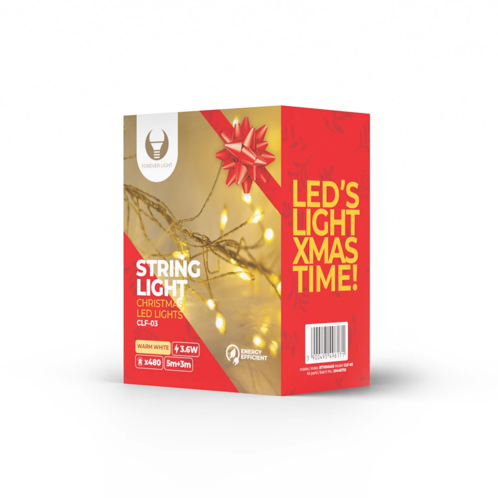 TelForceone String Light GOLDEN TWIG CLF-03 480LED šiltai balta 3m + 5m Forever Light