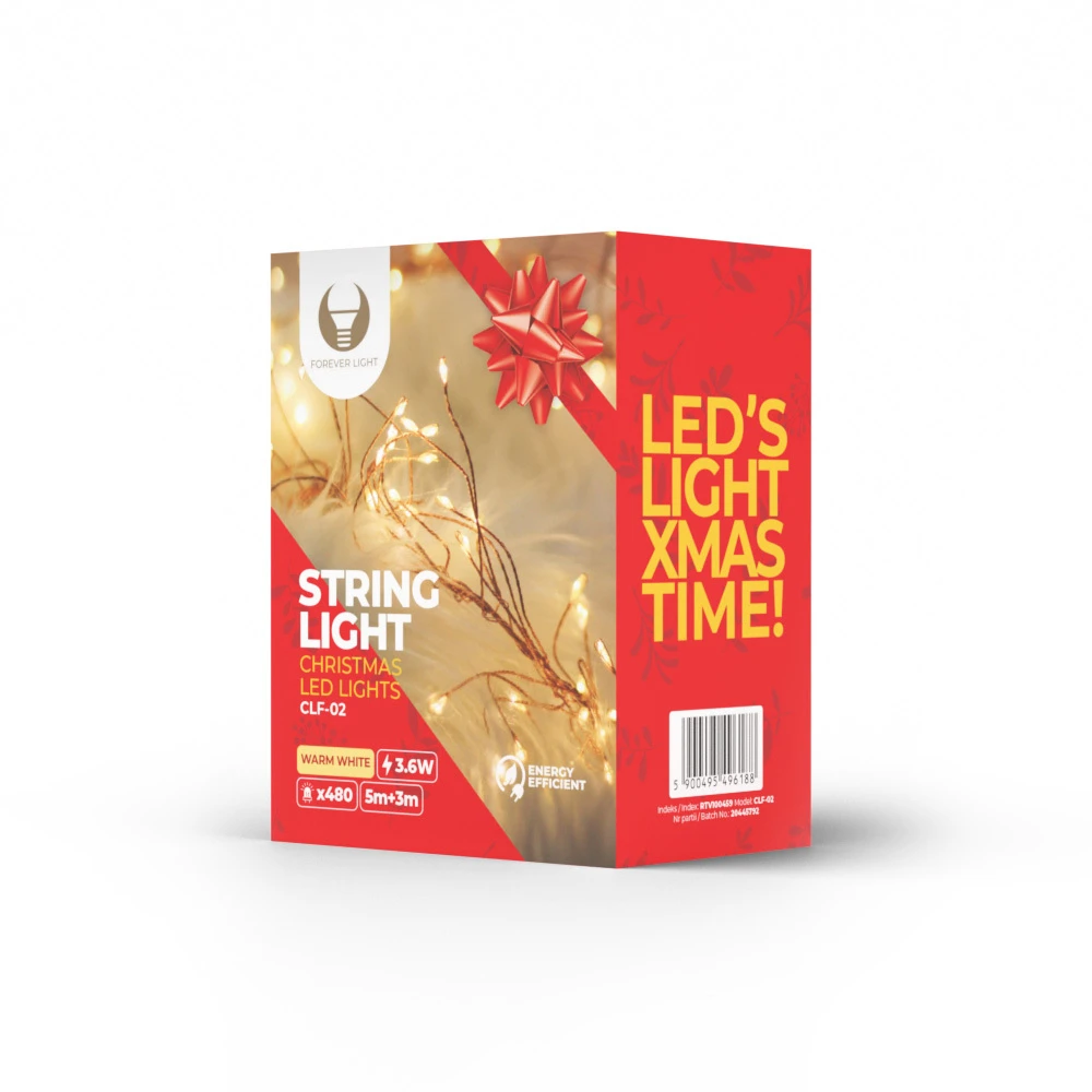 TelForceone String Light COPPER TWIG CLF-02 480LED šiltai balta 3m + 5m laidas Forever Light