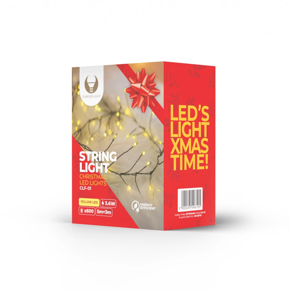 TelForceone Šviesos styga Žalias TWIG CLF-01 600LED geltona 6m + 5m laidas Forever Light