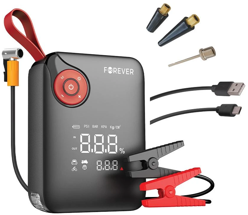 TelForceone Forever jump starter 4in1 JS-400 7200mAh juodas-red