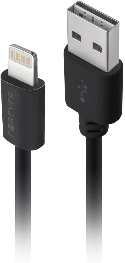 Forever M02 automobilinis įkroviklis 1x USB 2A juodos spalvos + Lightning kabelis