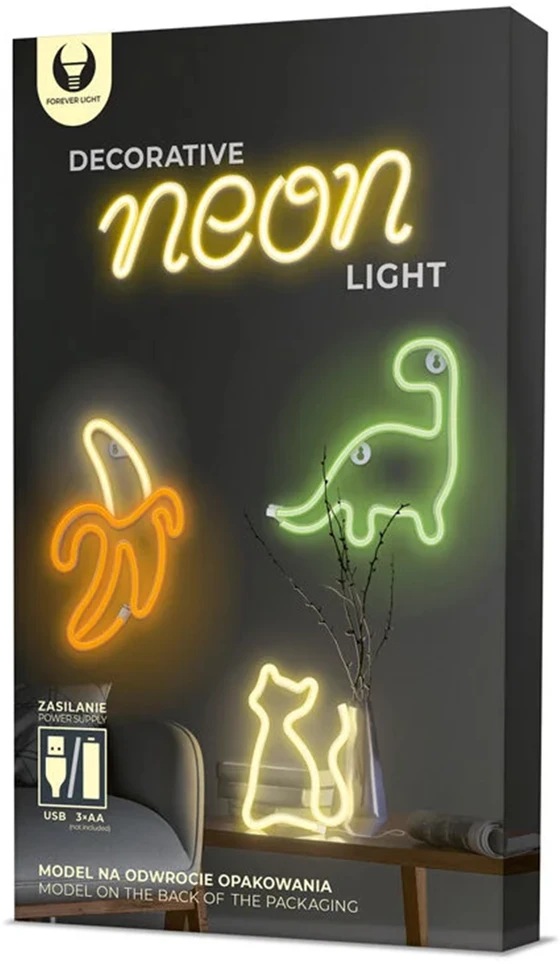 TelForceone Neoninis LED šviestuvas BANANA baltas geltonas Bat + USB FLNE10 Forever Light