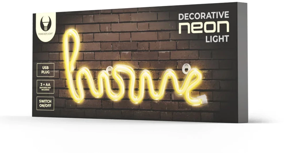 TelForceone Neoninis LED šviestuvas HOME šiltai balta Bat + USB FLNE21 Forever Light