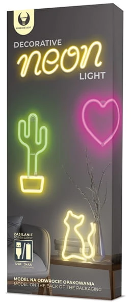 TelForceone Neoninis LED šviestuvas KAKTUSAS oranžinis žalias Šikšnosparnis + USB FLNE02 Forever Light