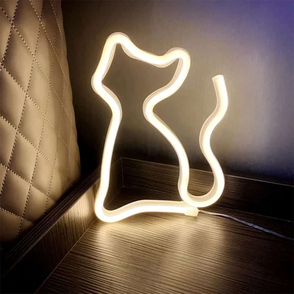 TelForceone Neoninis LED šviestuvas CAT šiltai balta Bat + USB FLNE03 Forever Light
