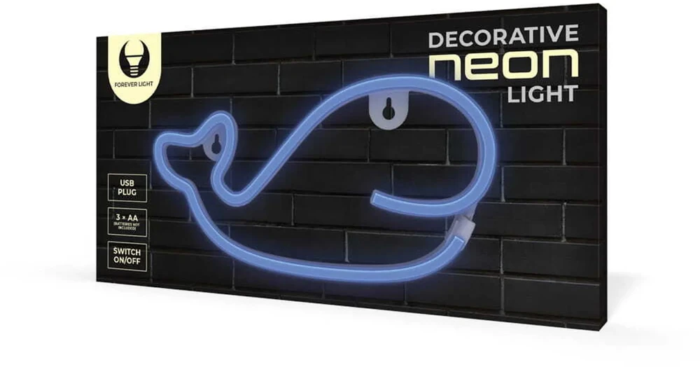 TelForceone Neoninis LED šviestuvas Banginis mėlyna Bat + USB FLNE19 Forever Light