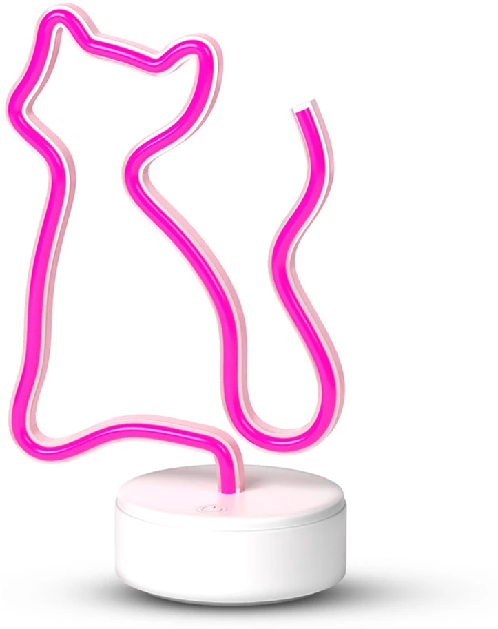 TelForceone Neoninė LED lemputė su stovu CAT rožinė FSNE02 Forever Light