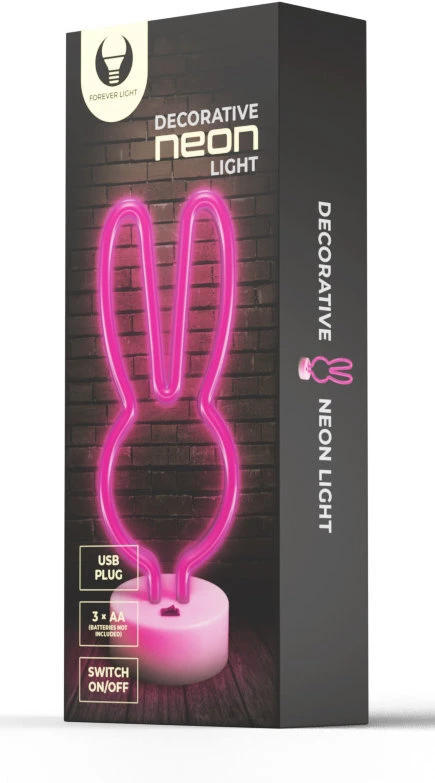 TelForceone Neoninis LED ant stovo RABBIT rožinis FSNE04 Forever Light
