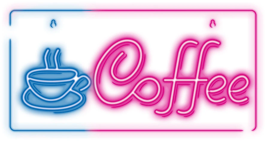 Pakabinamas šviestuvas TelForceone Neon PLEXI LED COFFEE rožinė mėlyna NNE11 Neolia