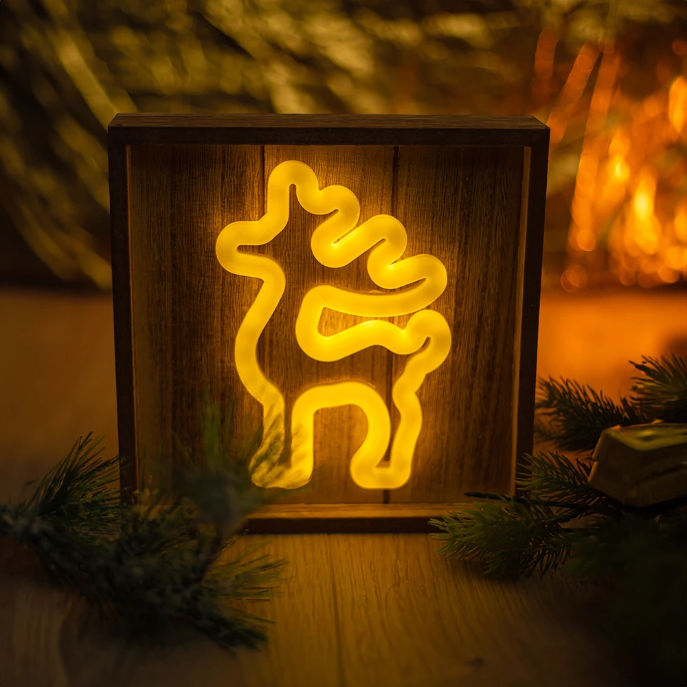 TelForceone Neon Wood Frame LED Elnias šiltai balta FLNW01 Forever Light