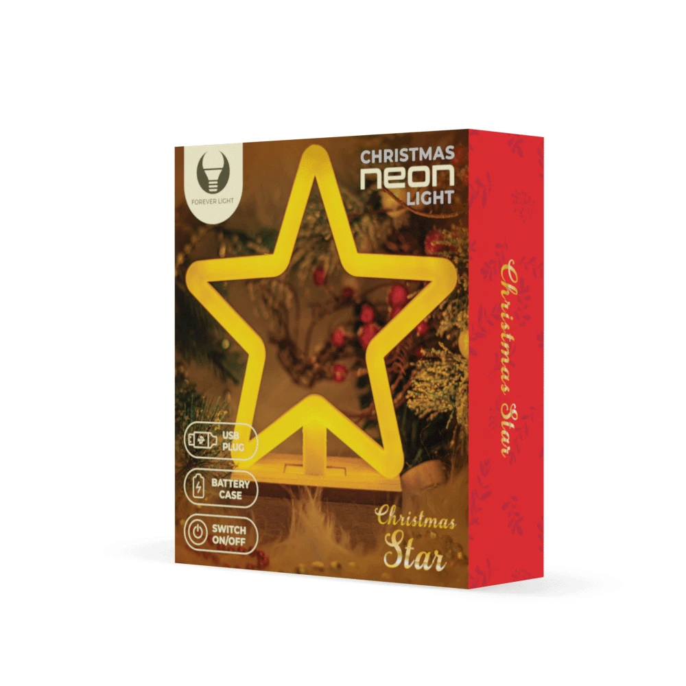 TelForceone Neon Wood Stand LED Žvaigždė šiltai balta FLNW04 Forever Light