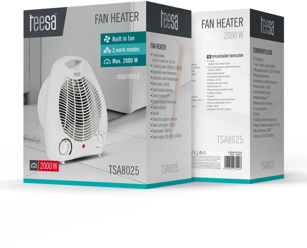 Ventiliatorius Teesa TSA8025 1000W / 2000W