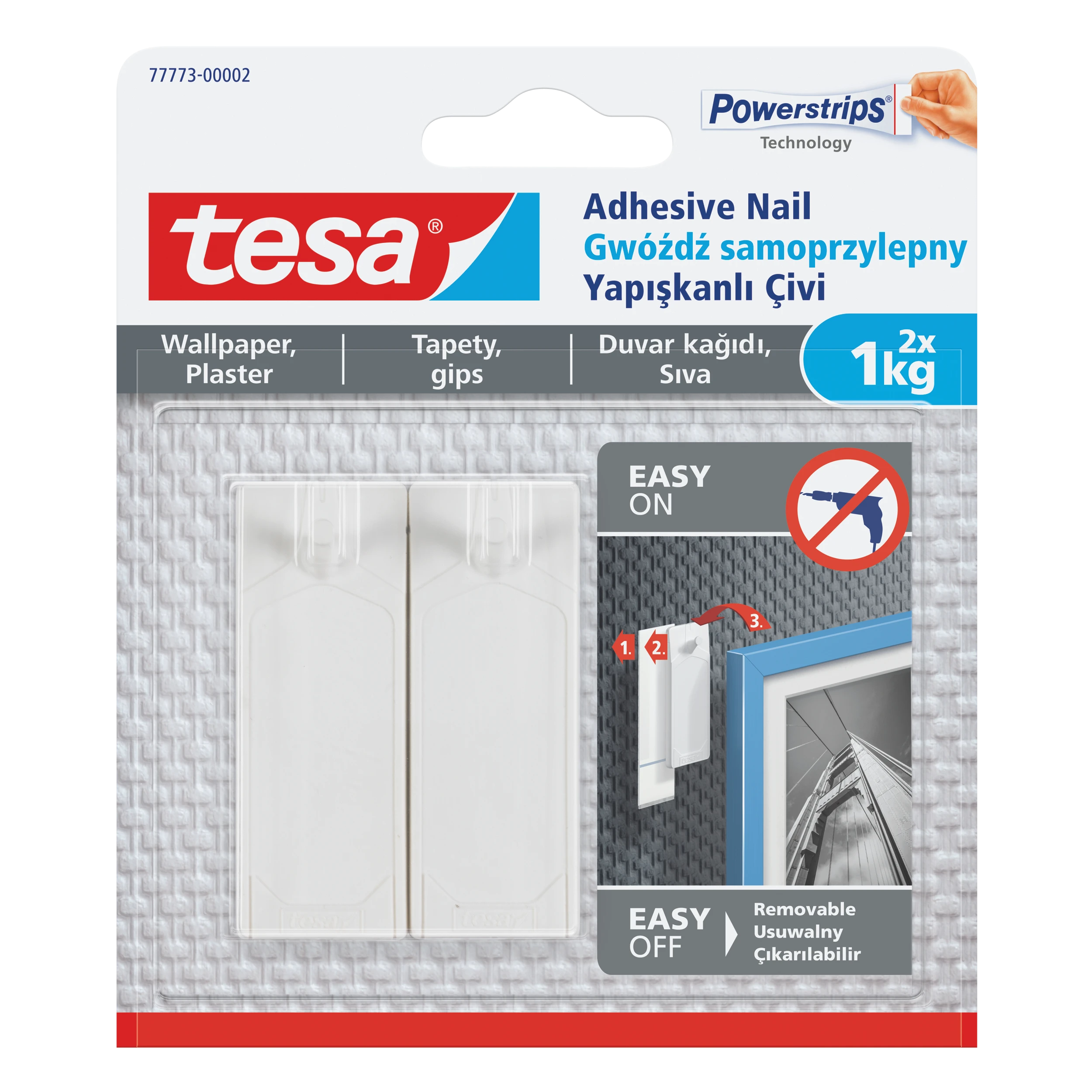 Tesa Gwoździe Lipnios vinys 2 vnt. <1kg tapetams (+3 pl.) (77773-00007-00)