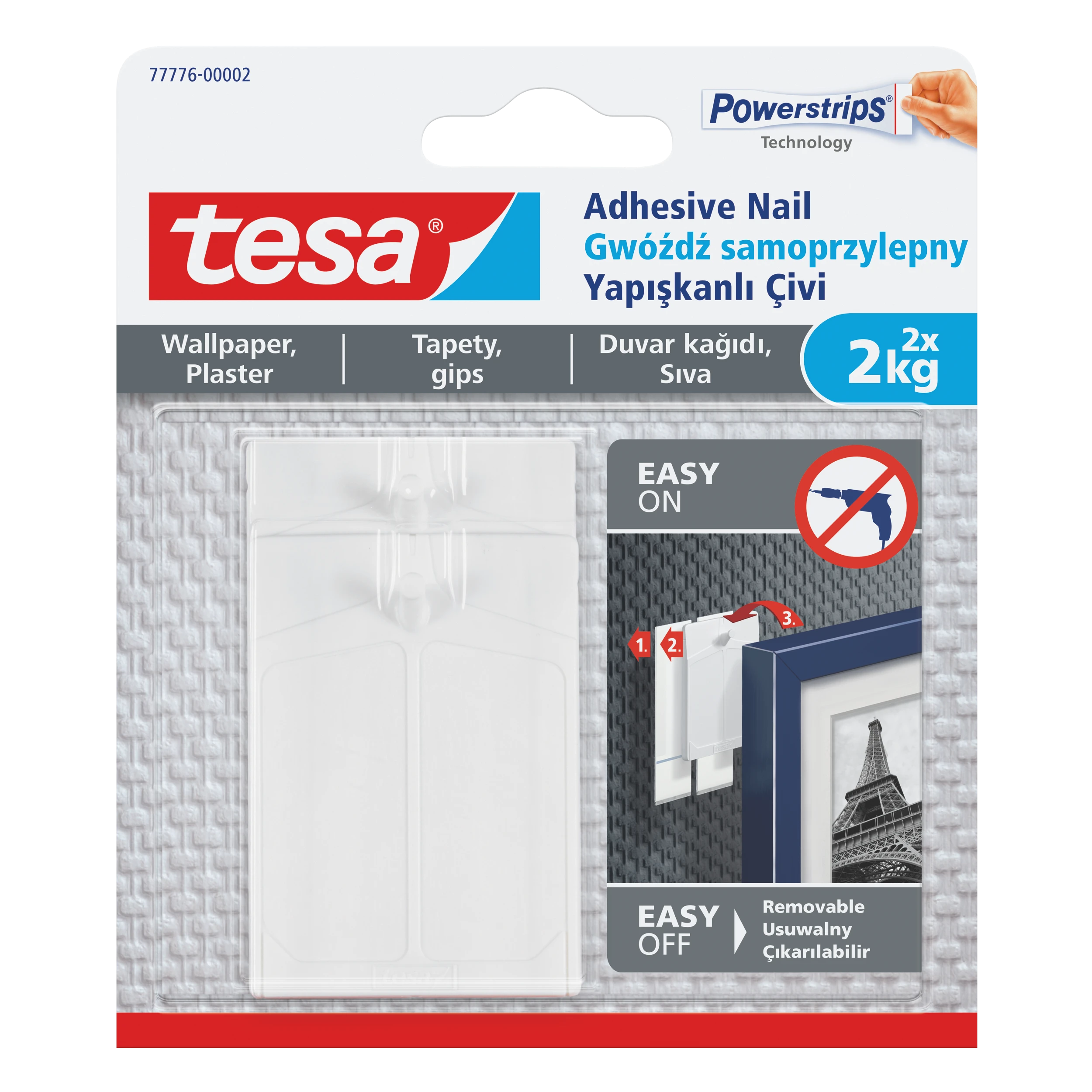 Tesa Gwoździe Lipnios vinys, 2 vnt. <2kg, tapetams (+6 pl.) (77776-00007-00)