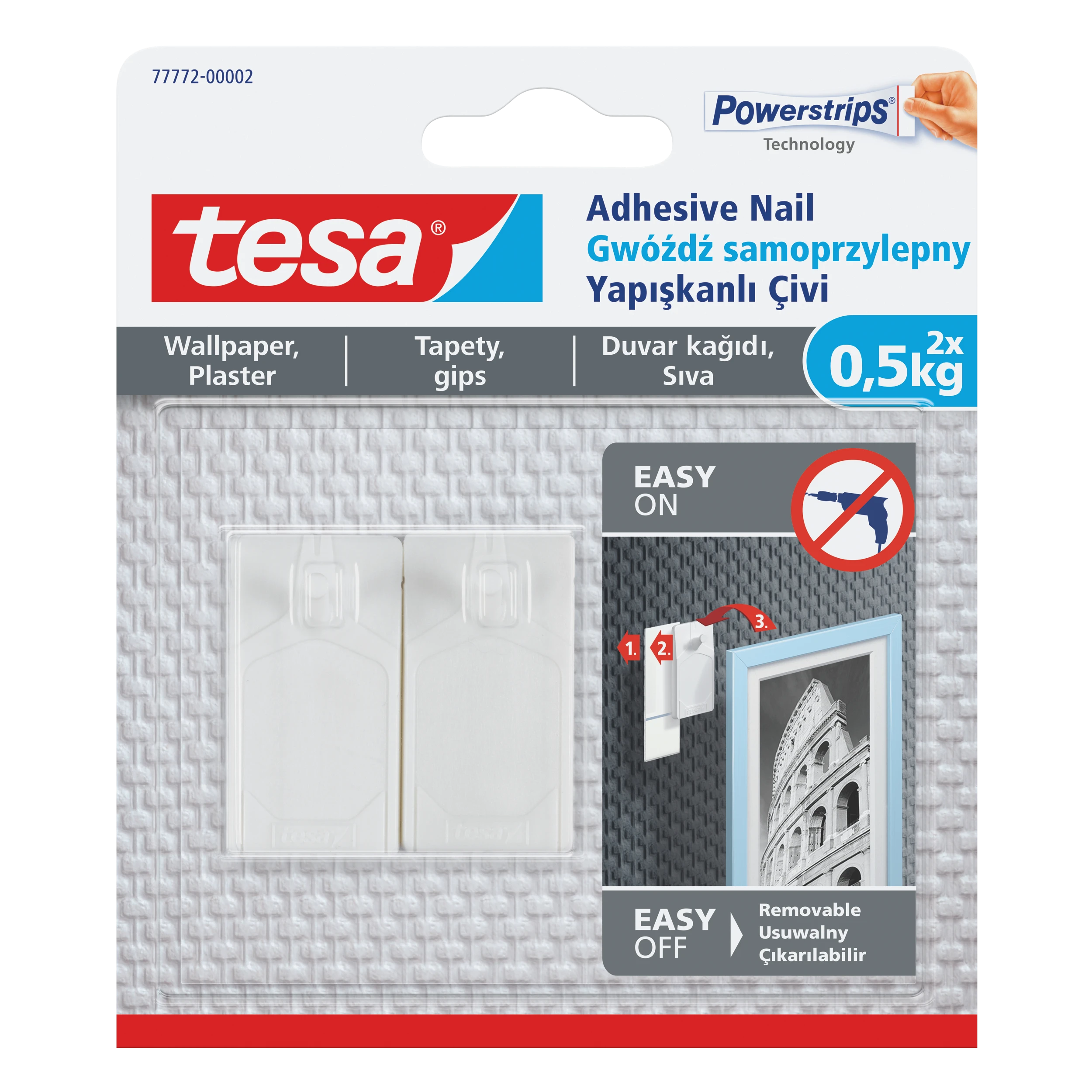 Tesa Gwoździe Lipnios vinys 2 vnt. <500g tapetams (+3 pl.) (77772-00007-00)