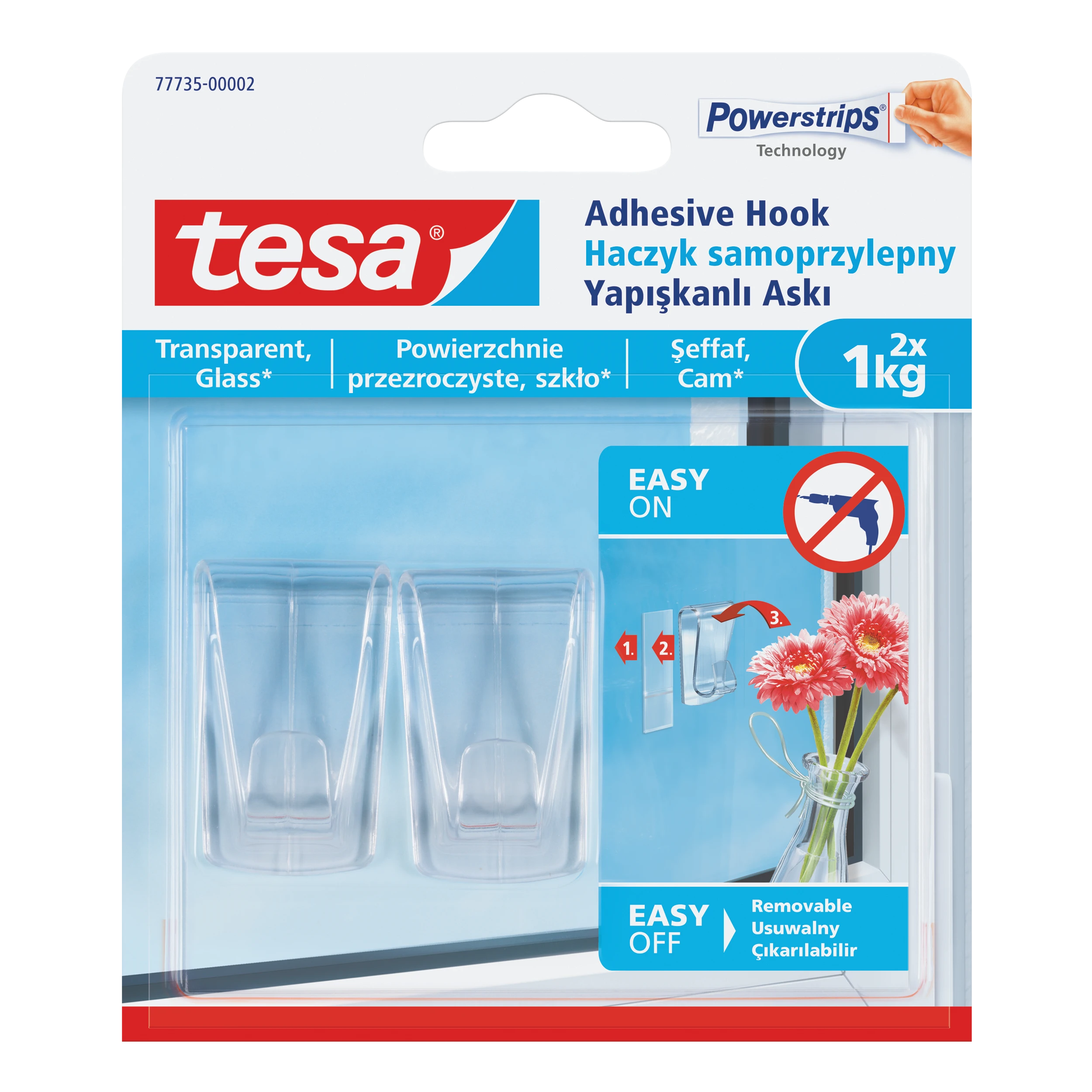 Tesa Haczyki Dekoratyviniai kabliukai 2 vnt. iki 1kg (+4 vnt.) (77735-00007-00)
