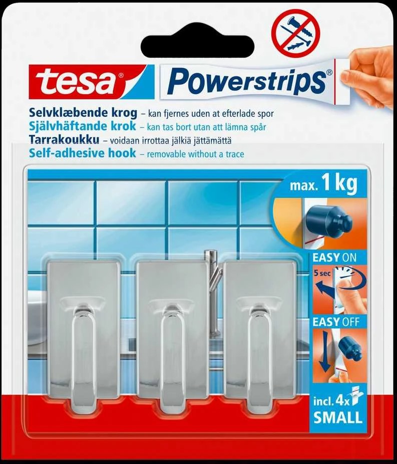Tesa Kabliukai Classic 57540 3X1 kg, chromo